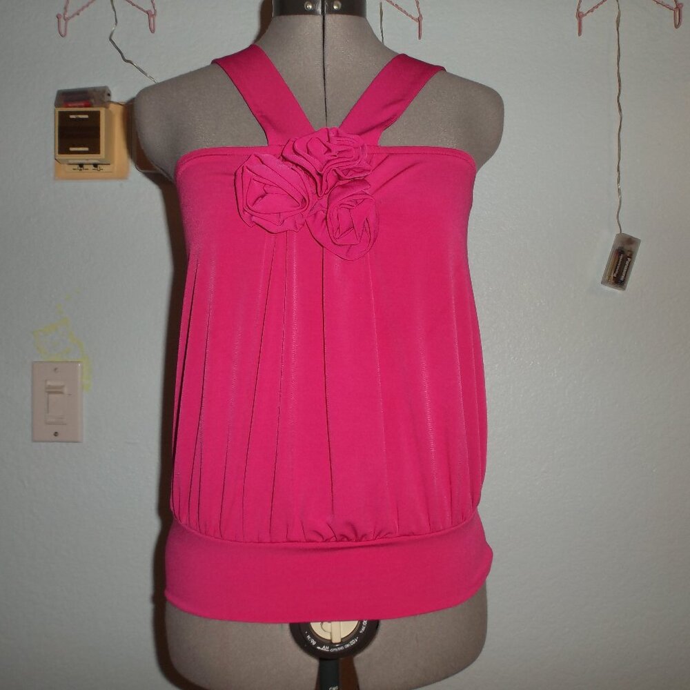 Express Size XS Hot Pink Floral Blouse Shirt Top Boho